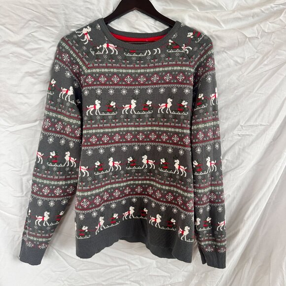 Disney Mickey Mouse, Gray Snowflake, Sleigh Christmas Holiday Sweater - Size M - Picture 2 of 8